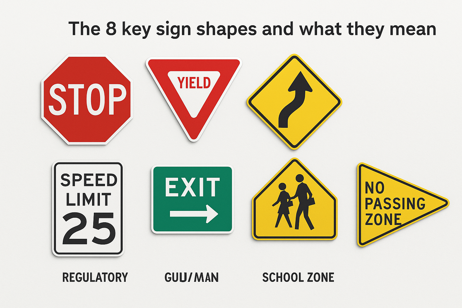 Traffic Sign Shapes And Meanings:DMV Permit Test Prep Guide