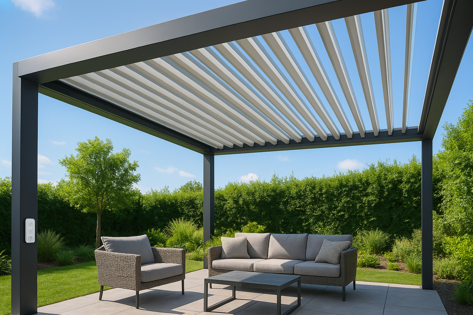 2. Aluminum louvered roof
