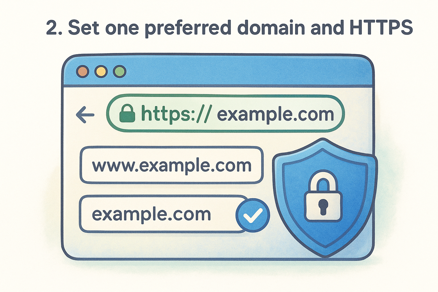 2. Set one preferred domain and HTTPS