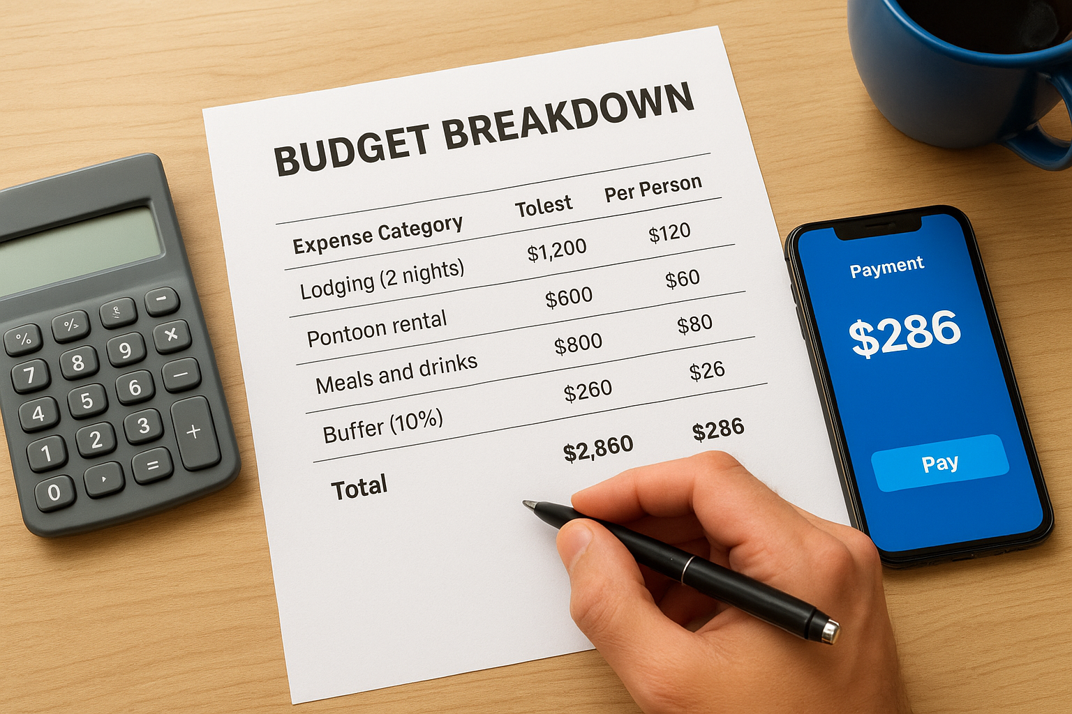 Calculate per-person costs with a breakdown