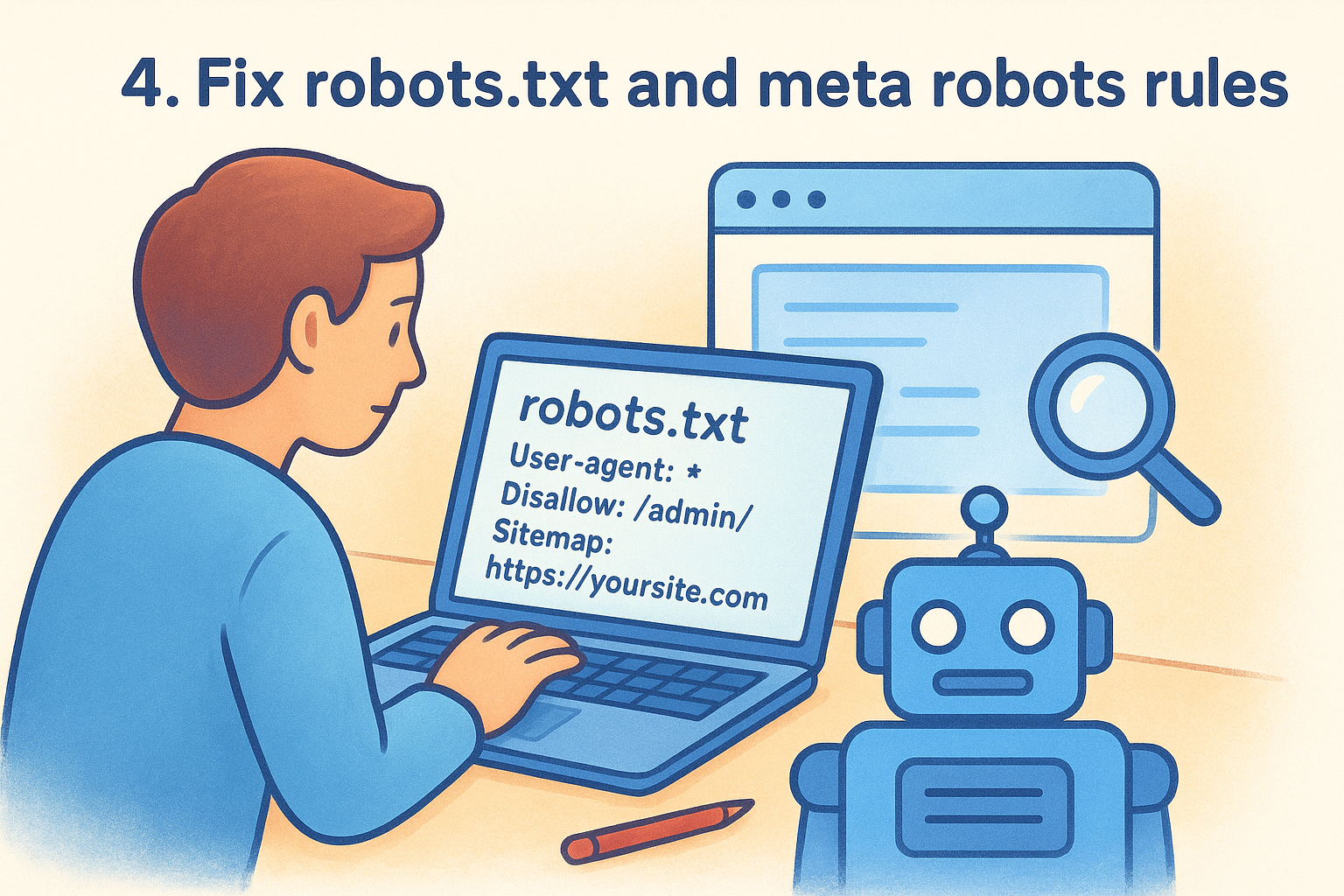4. Fix robots.txt and meta robots rules