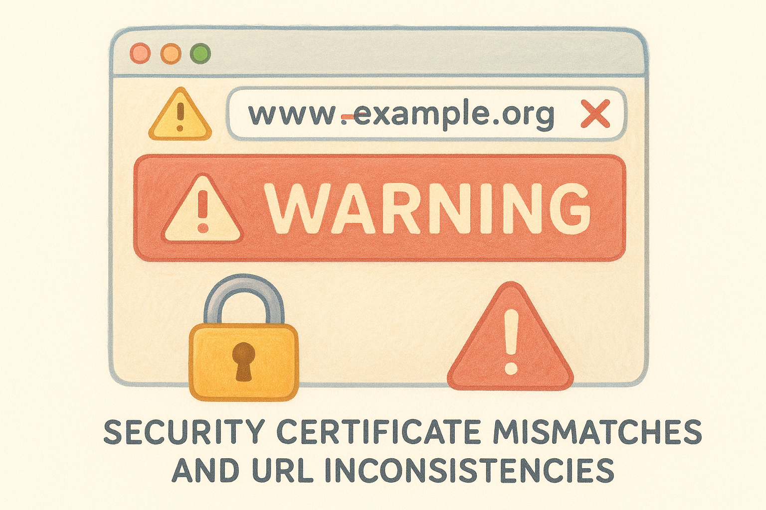 Security certificate mismatches and URL inconsistencies