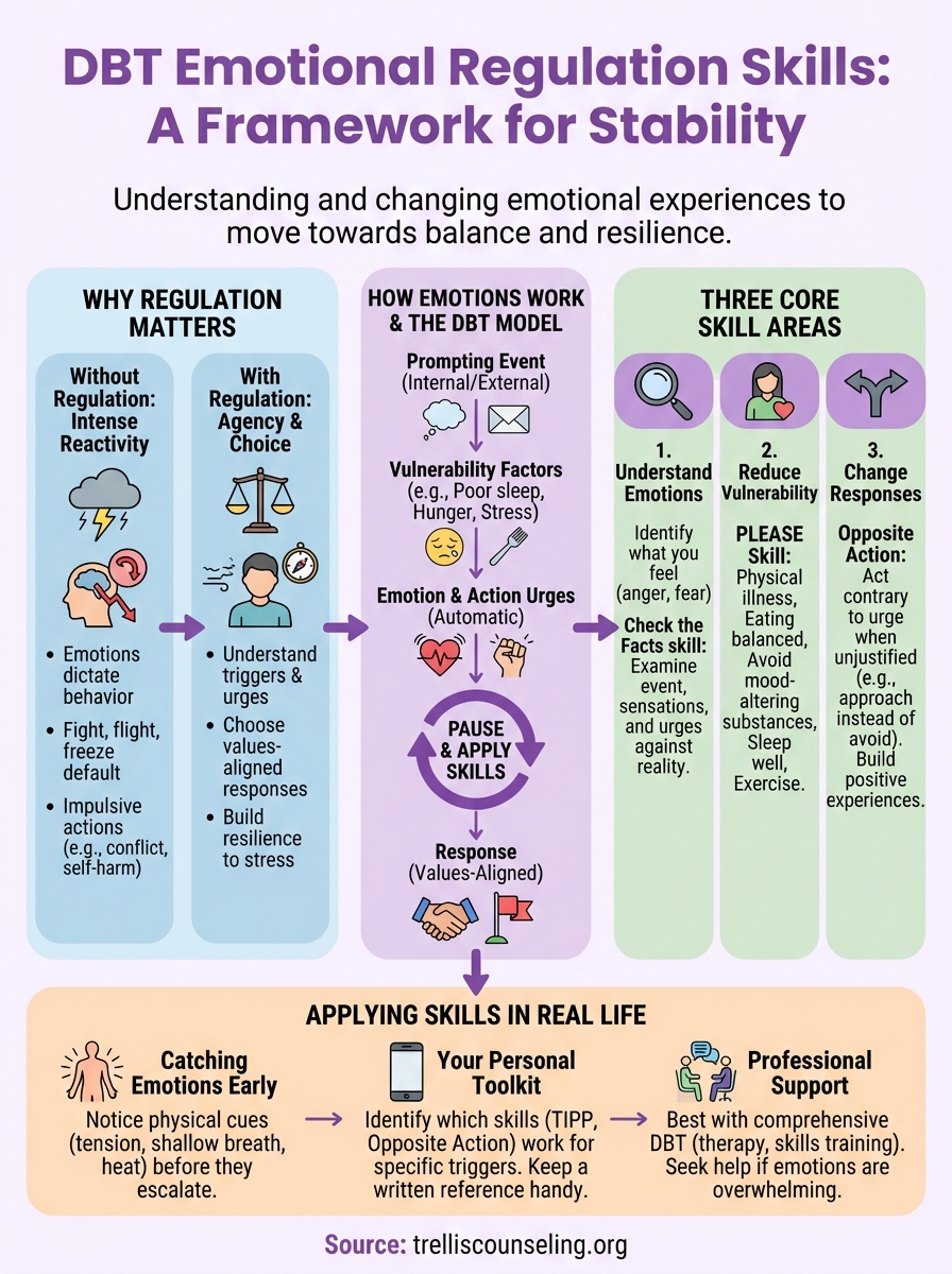 dbt emotional regulation skills infographic