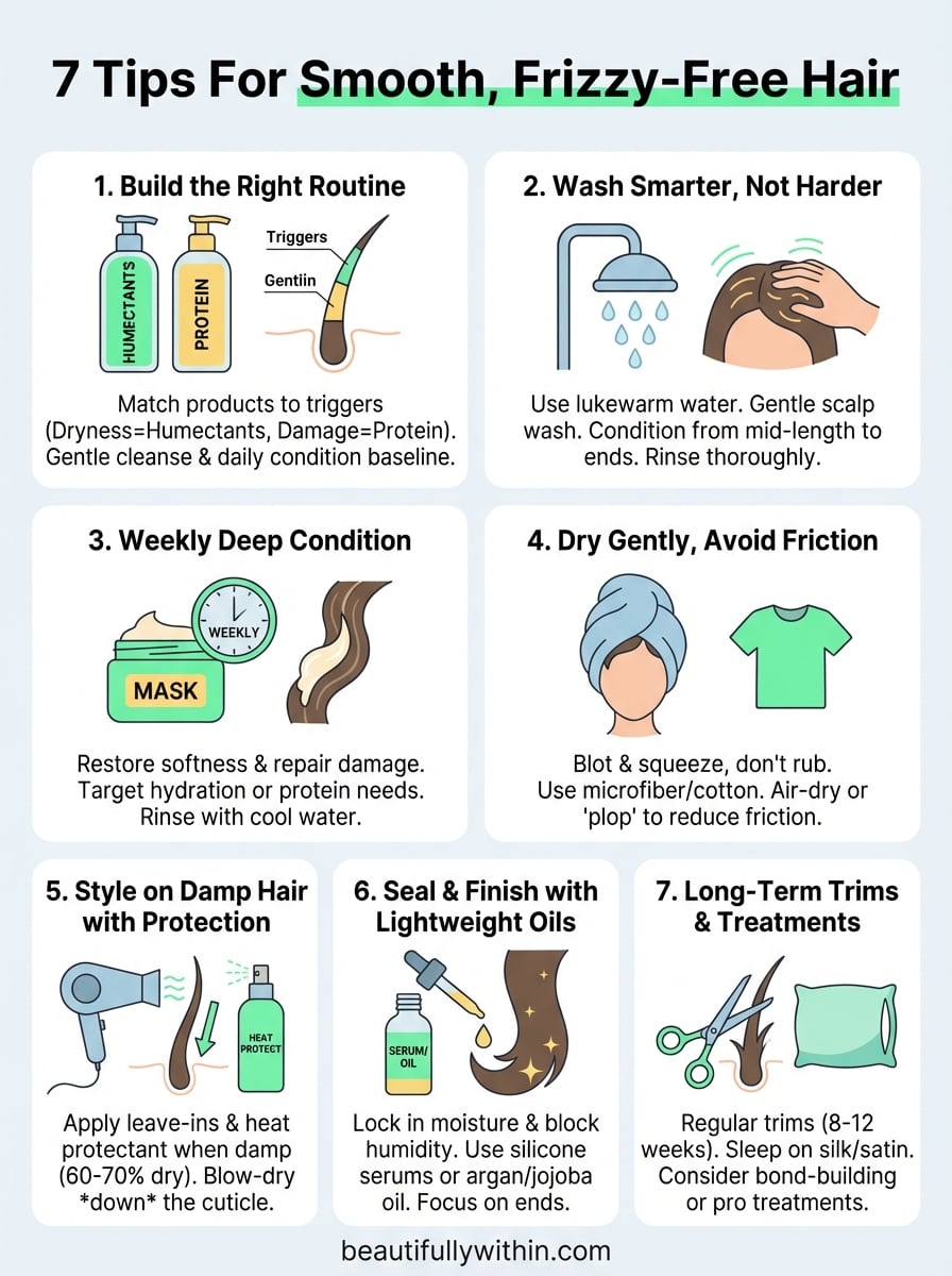 how to treat frizzy hair infographic