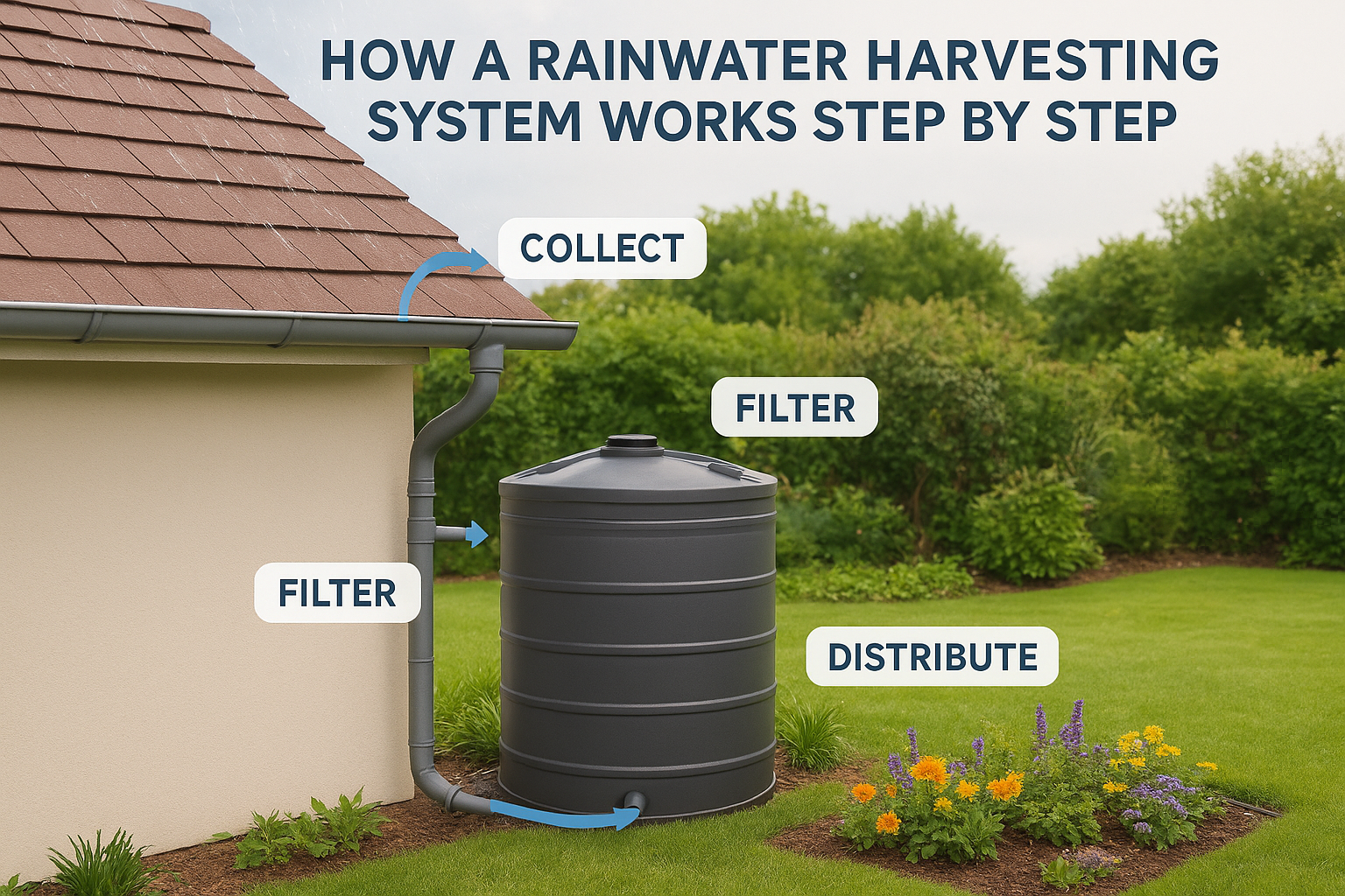 How a rainwater harvesting system works step by step
