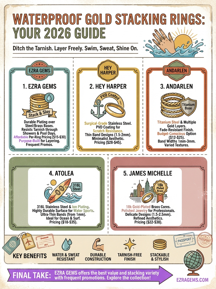 waterproof gold stacking rings infographic