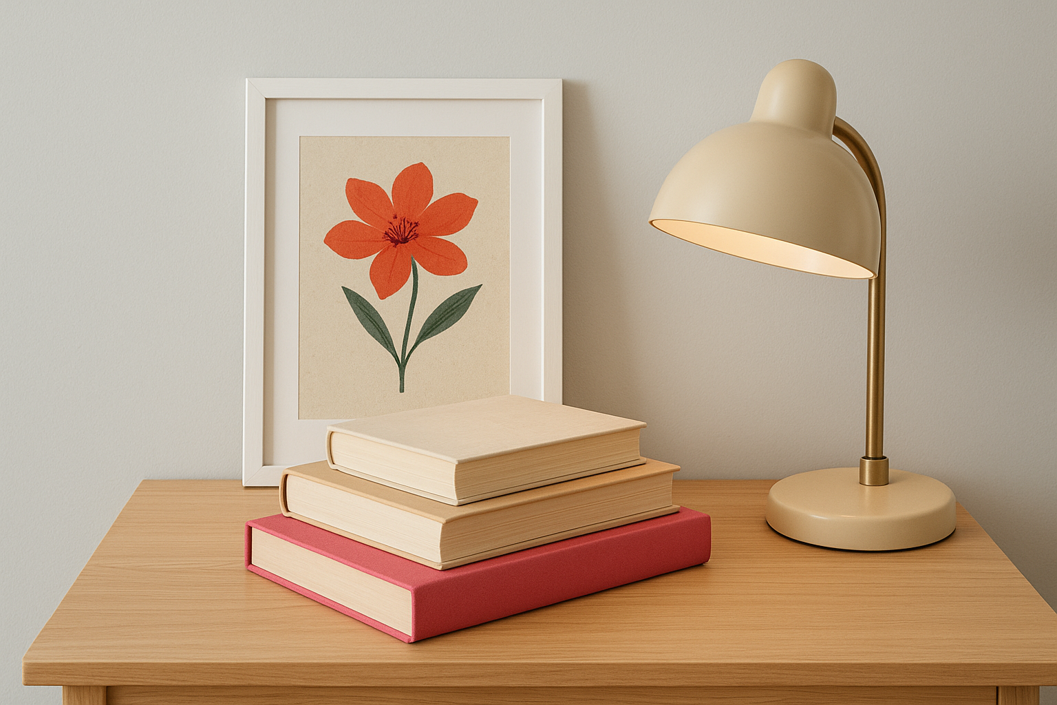 6. Stack books and lean art for height