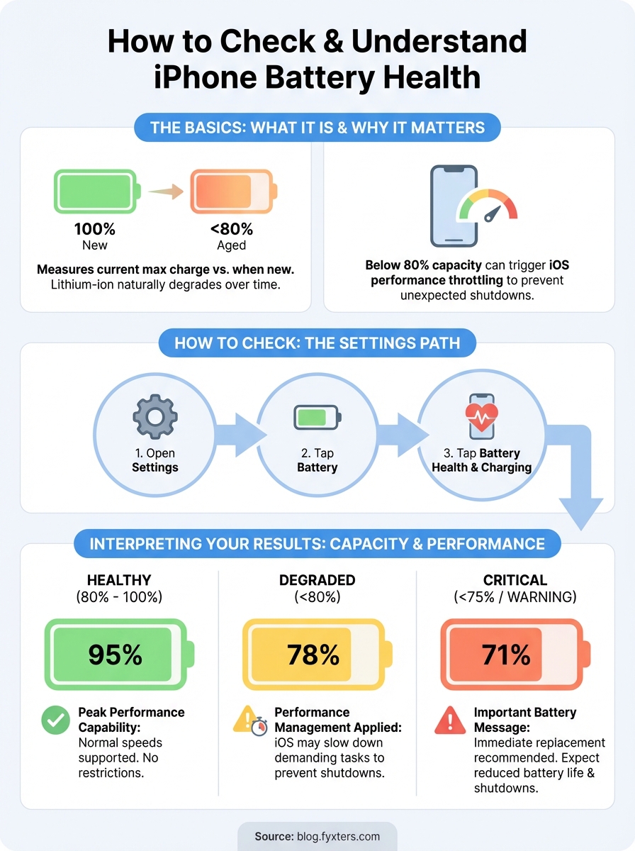 how to check battery health on iphone infographic
