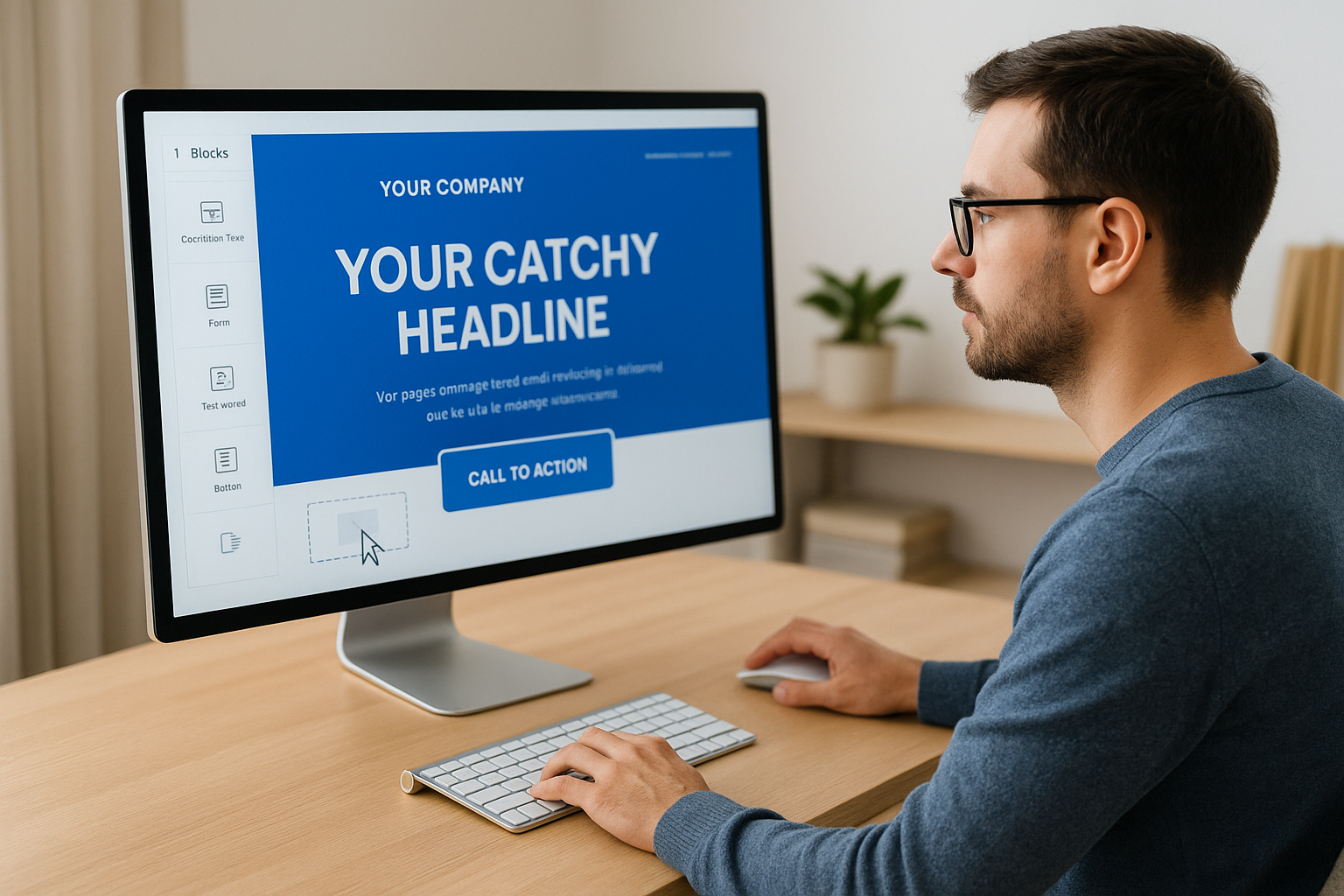 Drag-and-drop editor with conversion-focused blocks