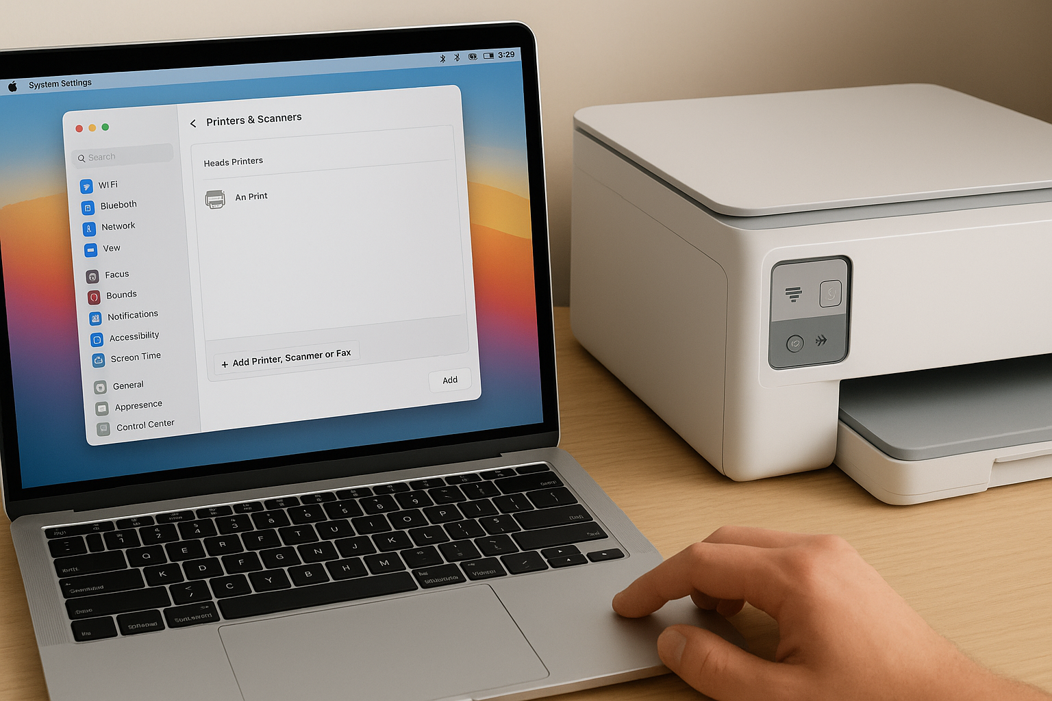 Add the printer in System Settings