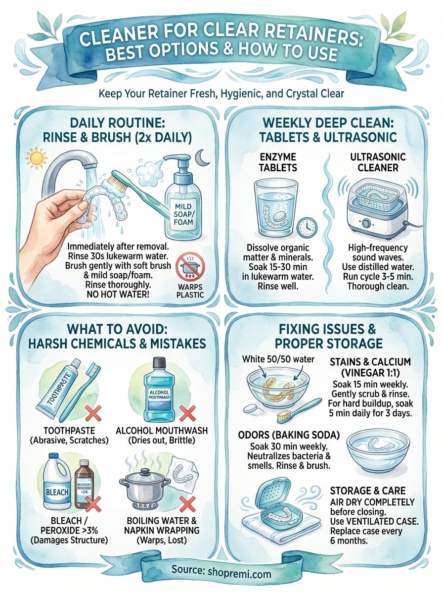 cleaner for clear retainers infographic