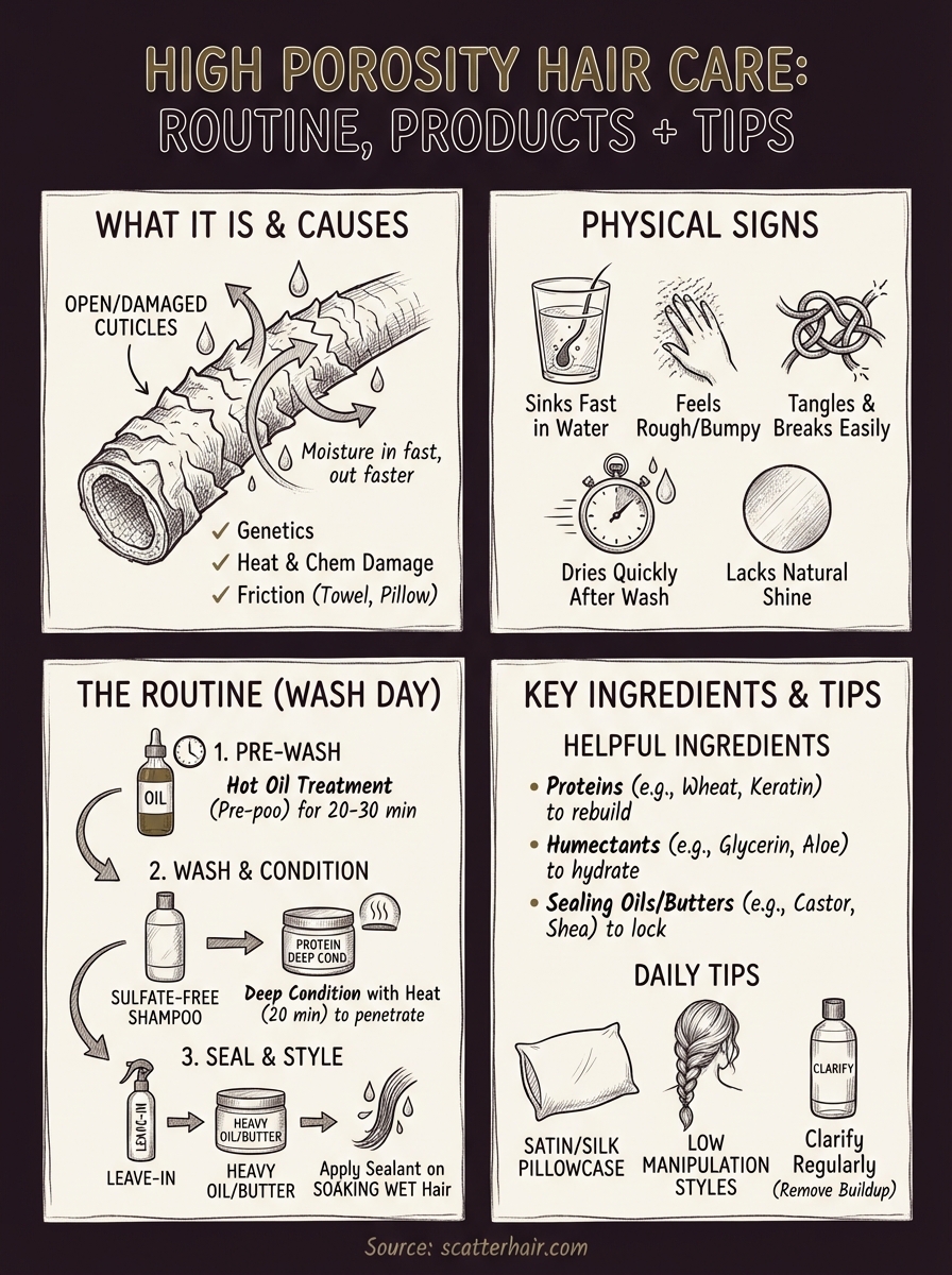 how to care for high porosity hair infographic