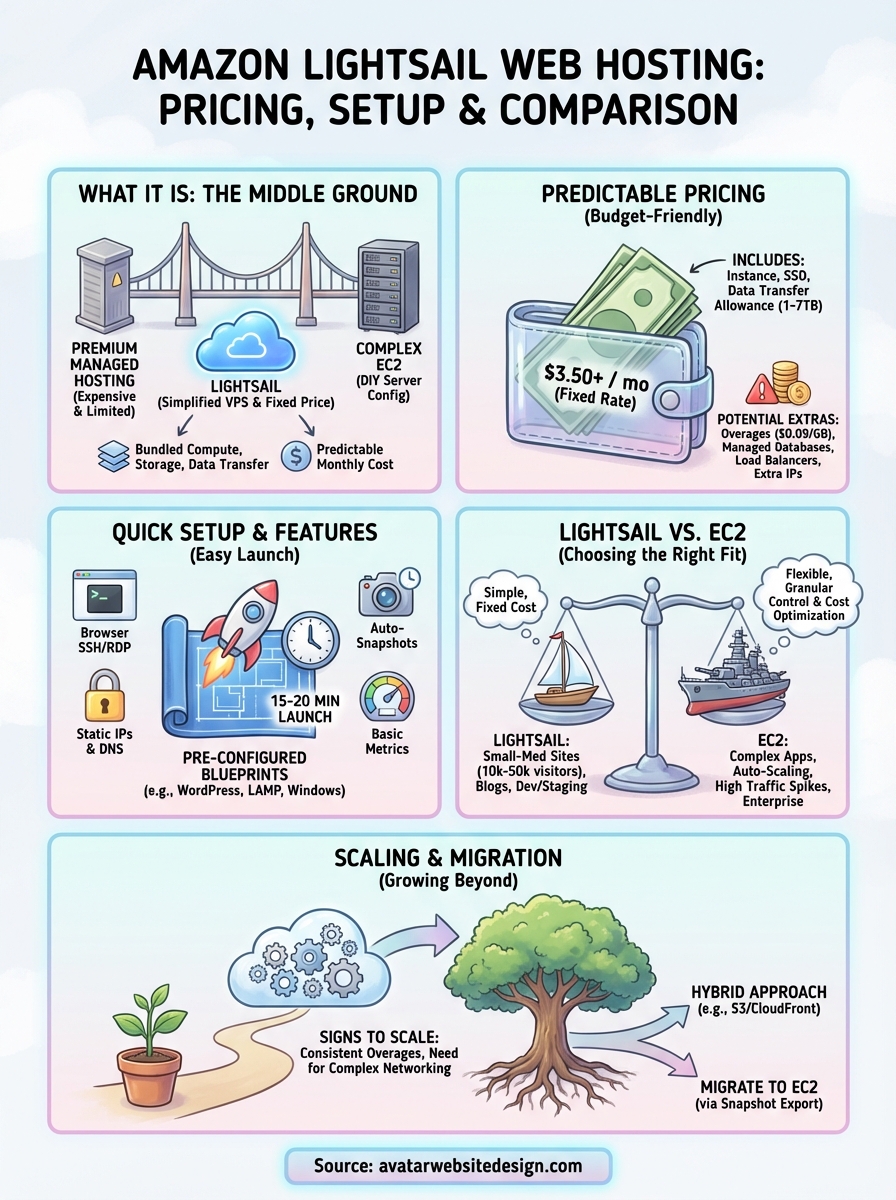 amazon lightsail web hosting infographic