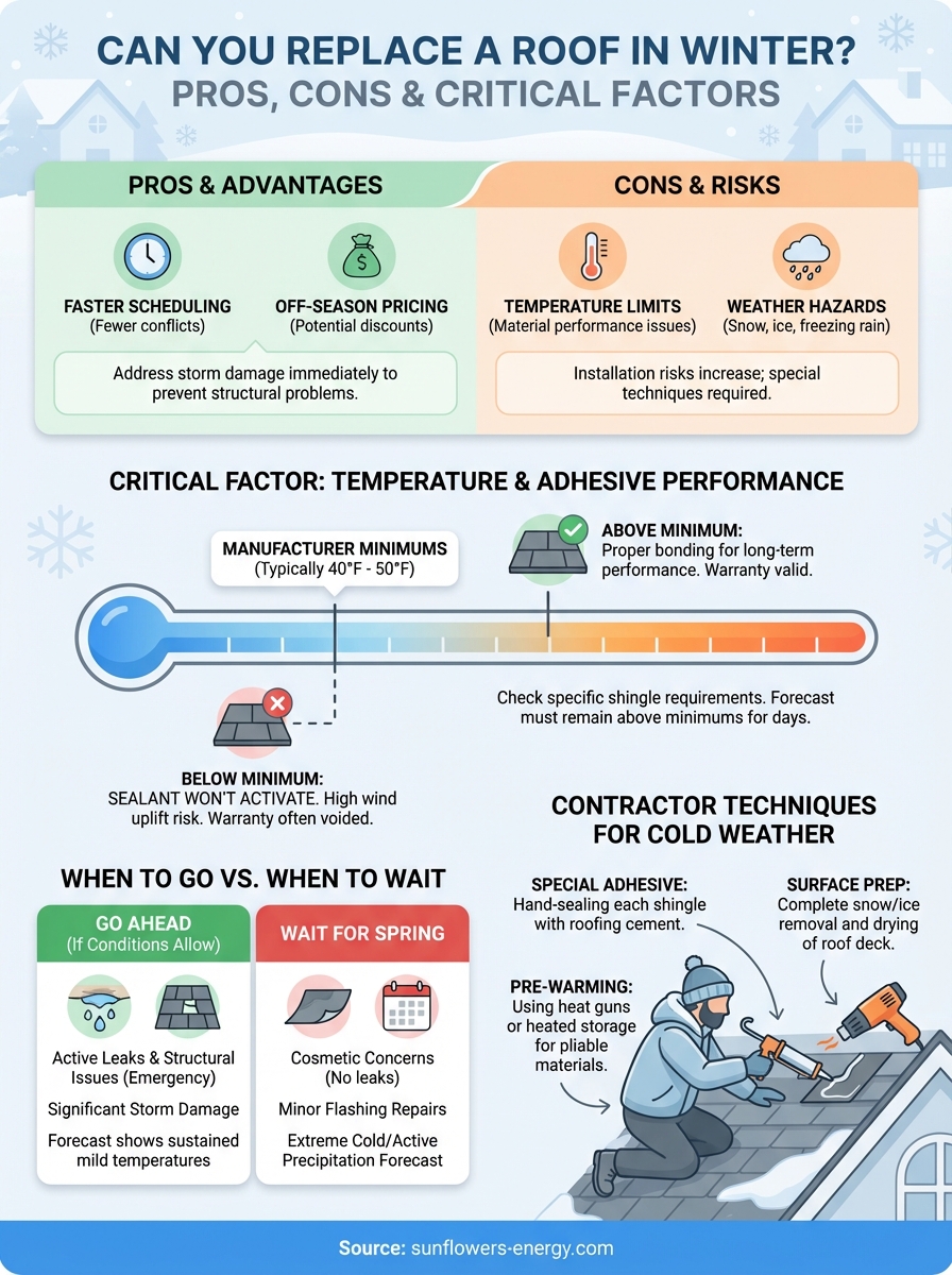 can you replace a roof in winter infographic