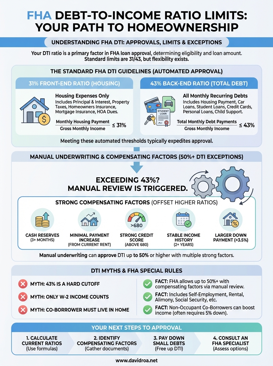 fha debt to income ratio limits infographic