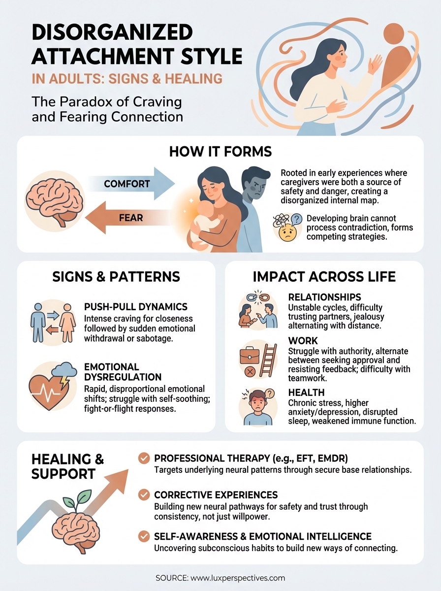 disorganized attachment style in adults infographic