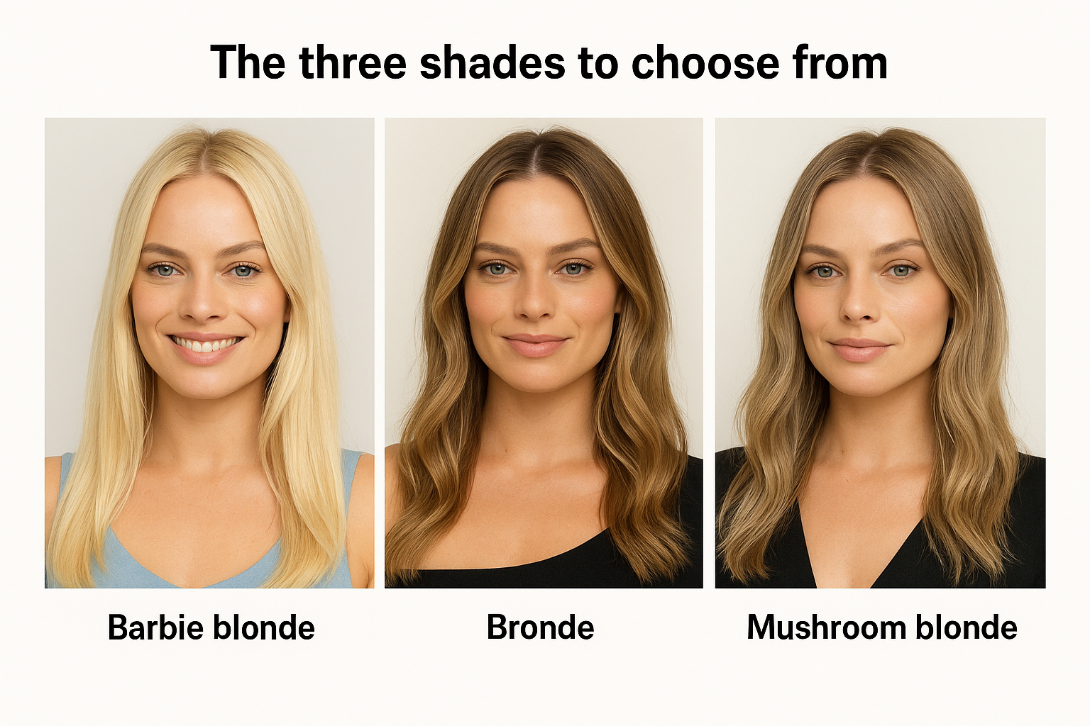 The three shades to choose from