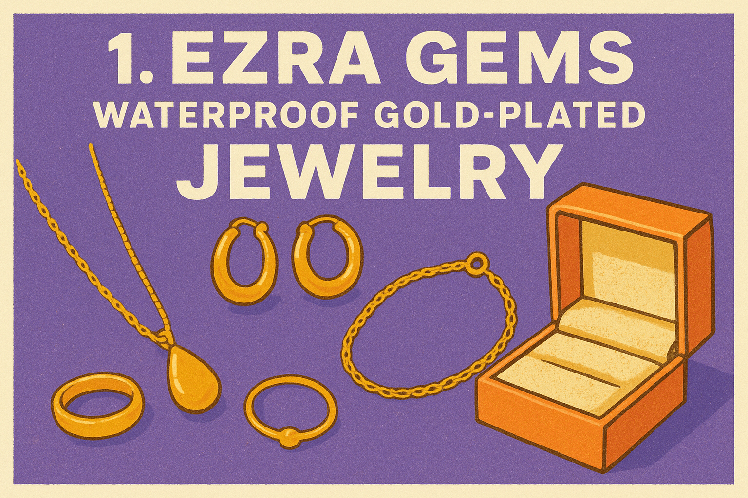 1. Ezra Gems waterproof gold-plated jewelry
