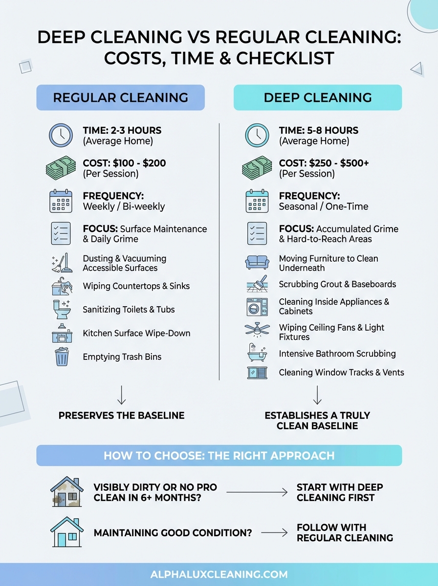 deep cleaning vs regular cleaning infographic