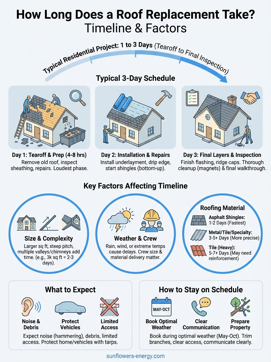 how long does a roof replacement take infographic