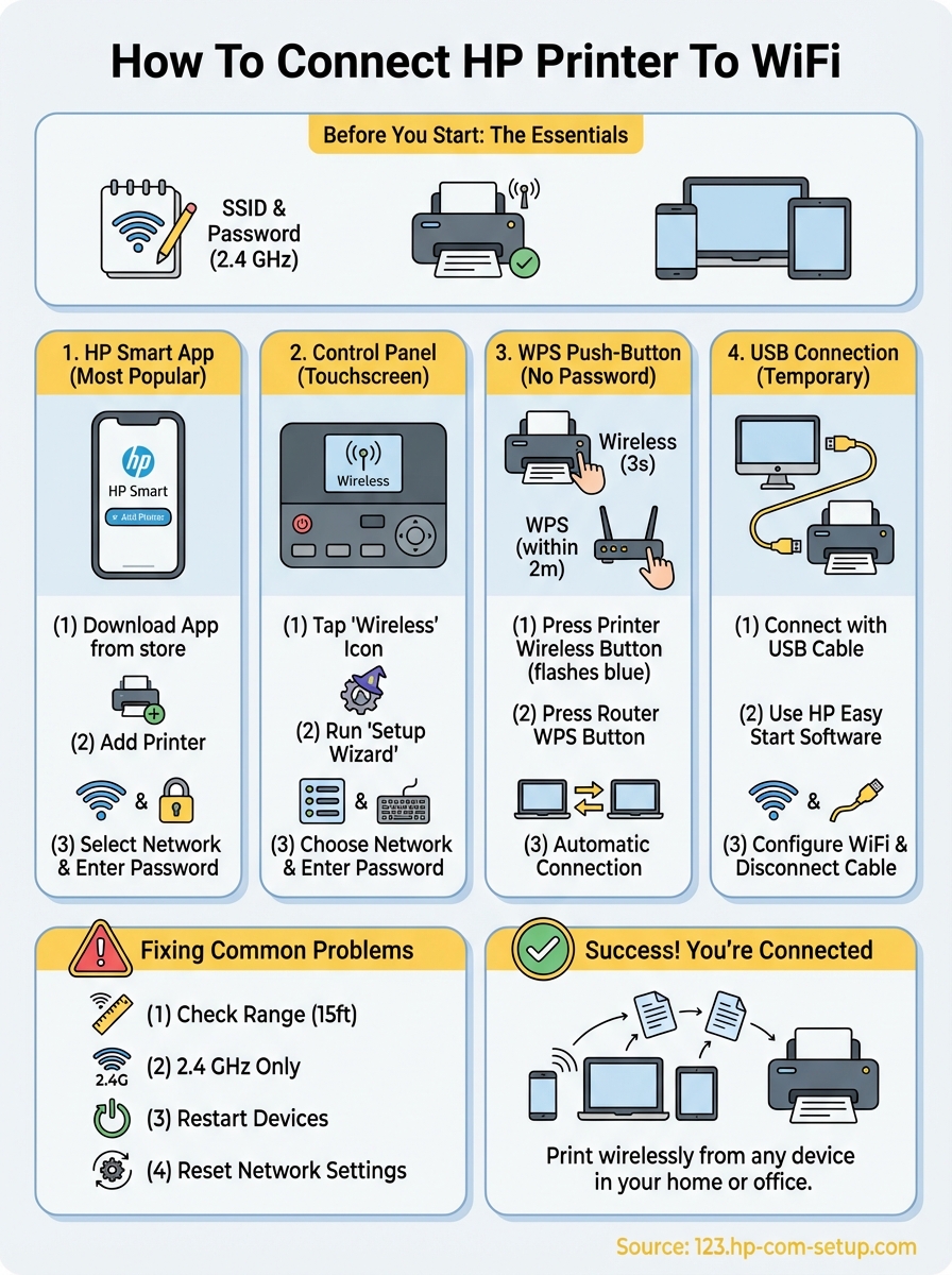 how to connect hp printer to wifi infographic