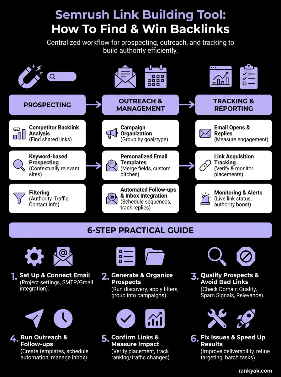 semrush link building tool infographic