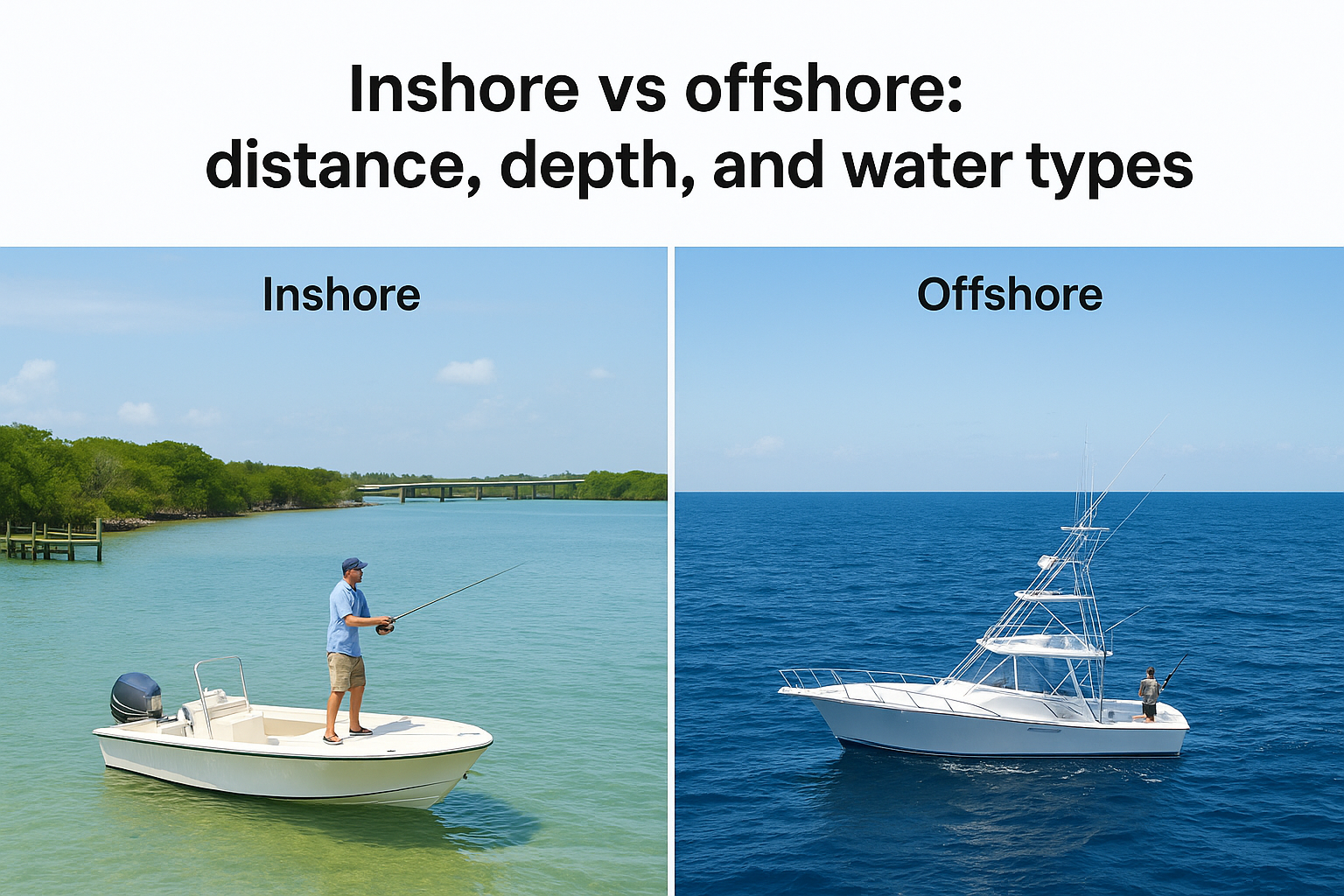 Inshore vs offshore: distance, depth, and water types