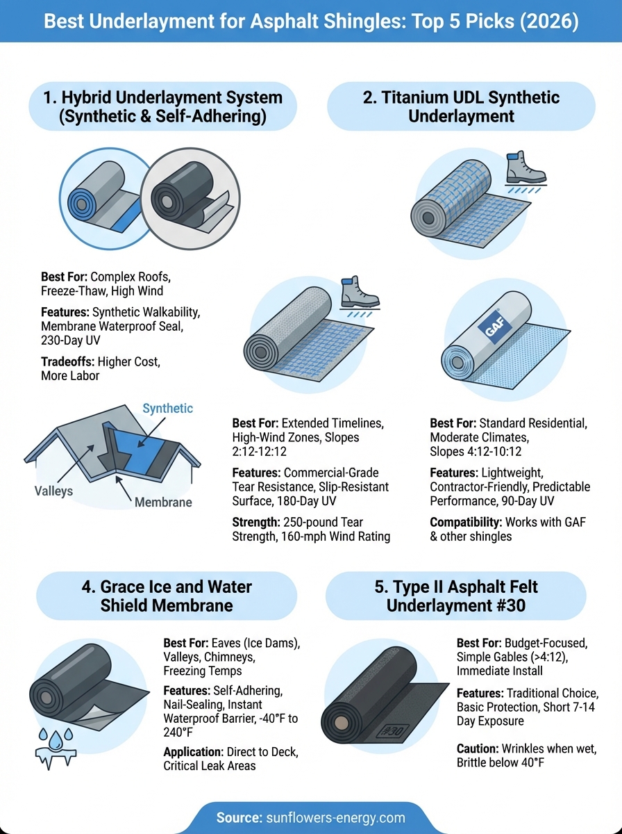 best underlayment for asphalt shingles infographic