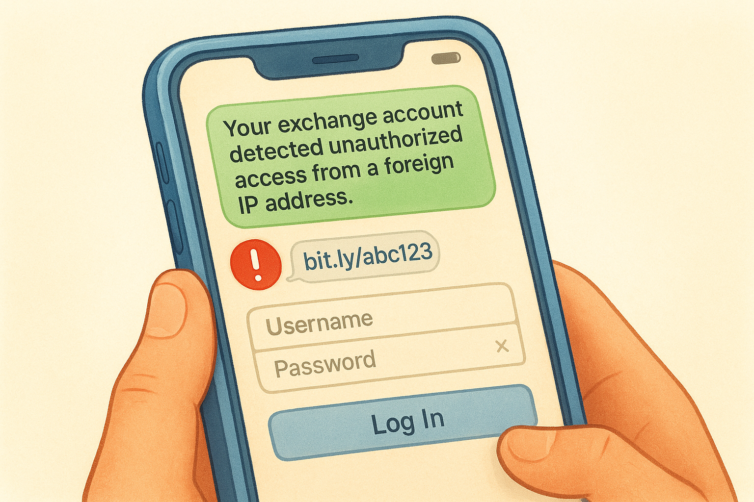 Example scenario using fake security alerts