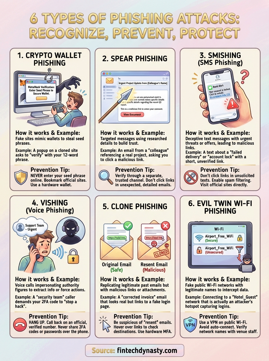 types of phishing attacks infographic