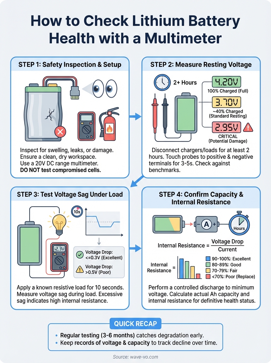 how to check lithium battery health infographic