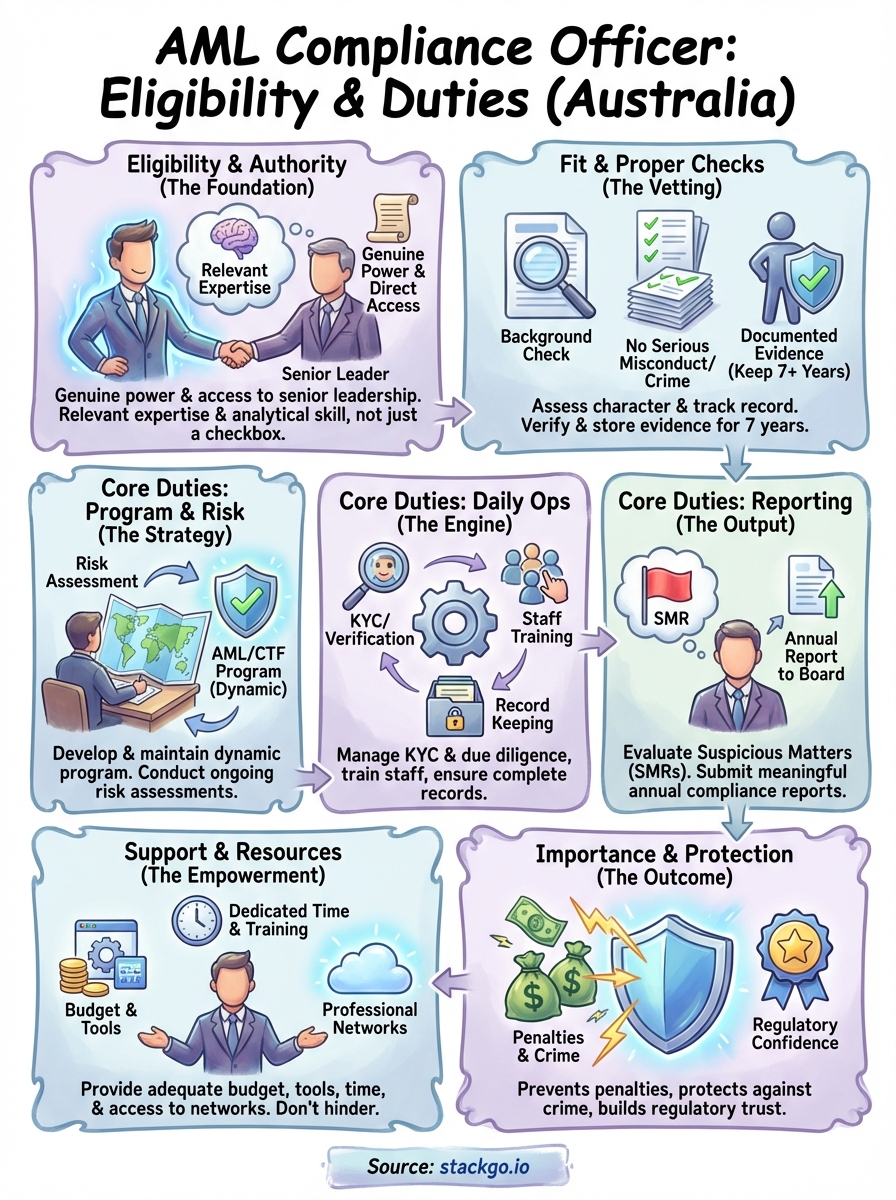 aml compliance officer requirements infographic