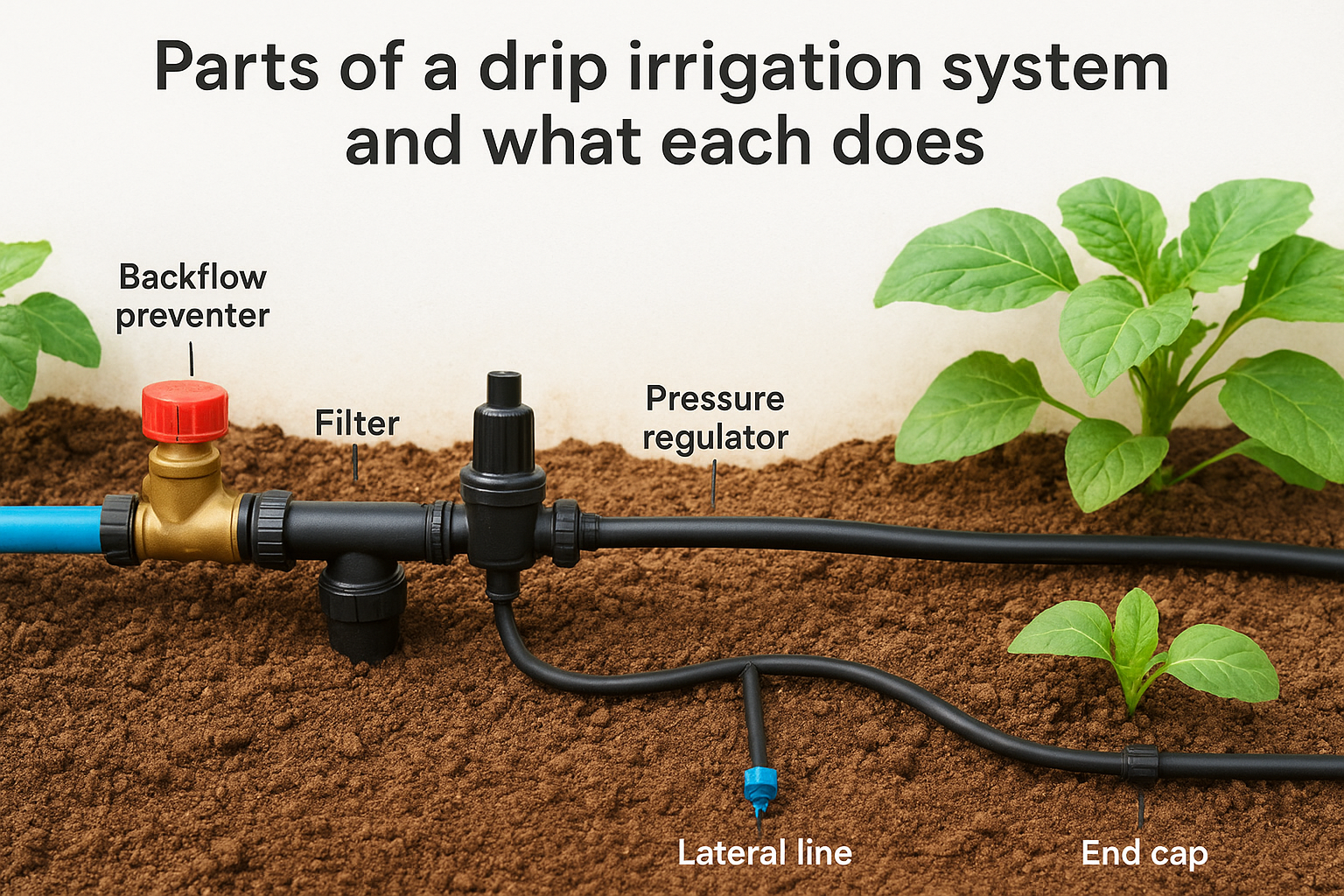 Parts of a drip irrigation system and what each does