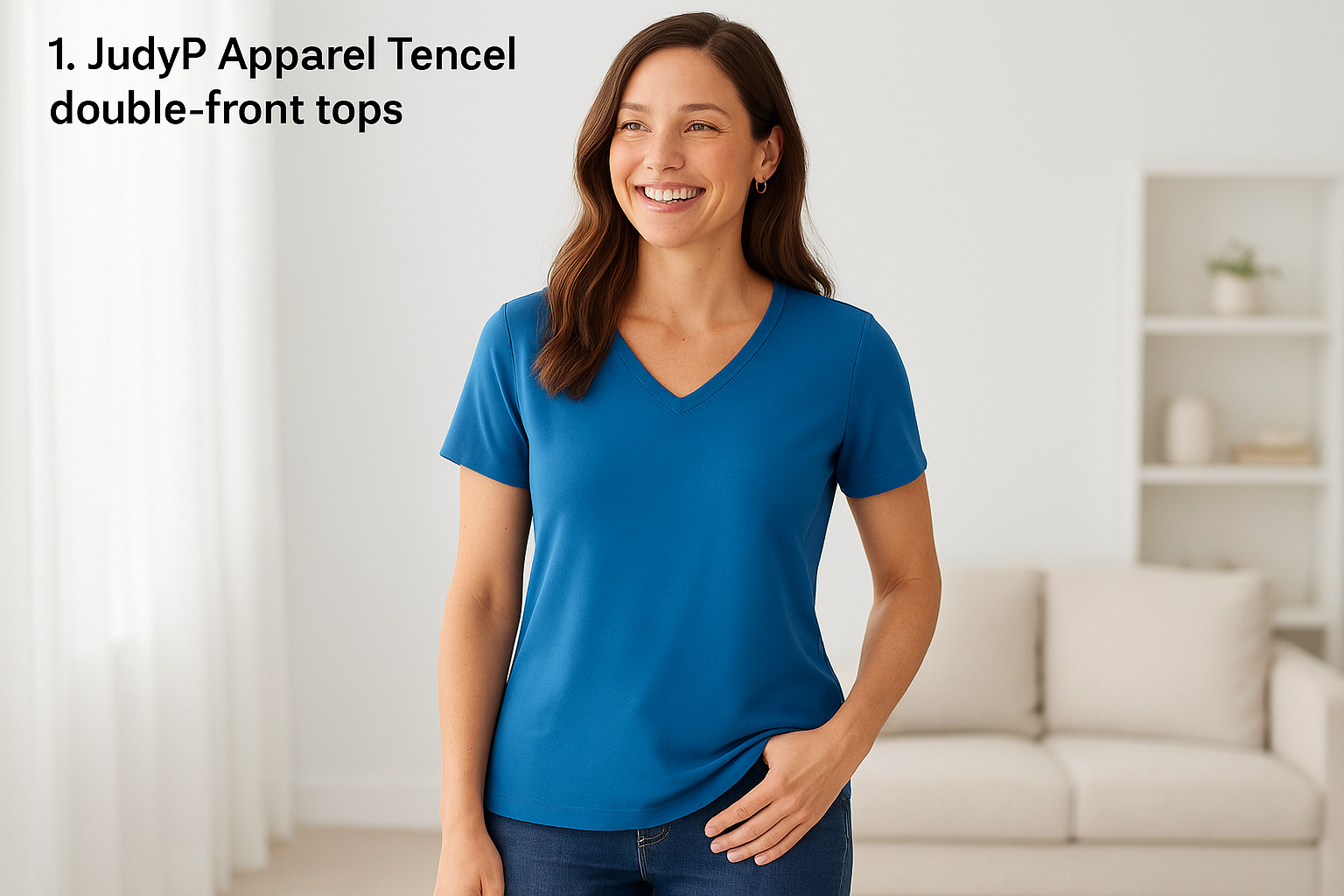 1. JudyP Apparel Tencel double-front tops