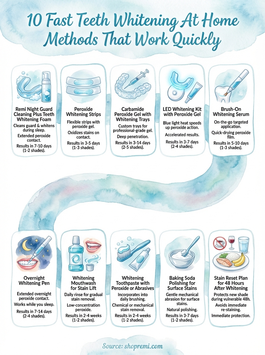 fast teeth whitening at home infographic