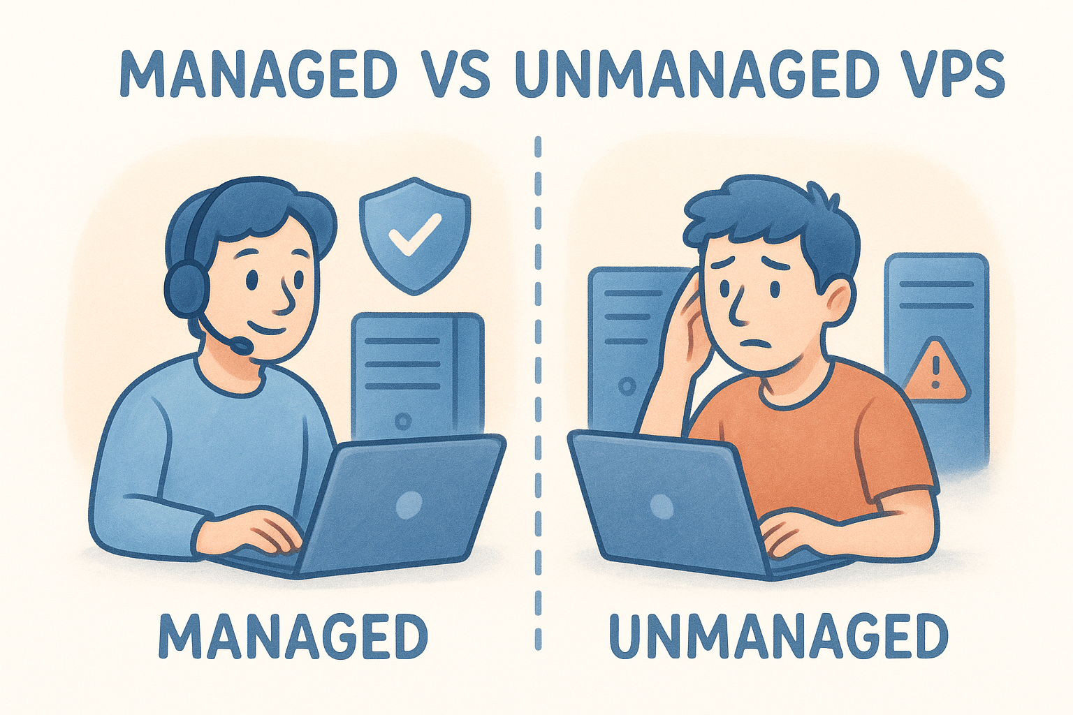 Managed vs unmanaged VPS in plain English