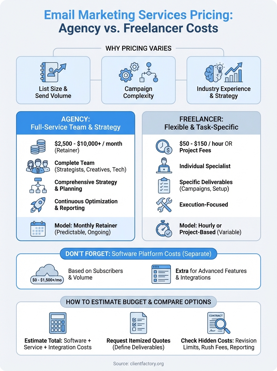 email marketing services pricing infographic