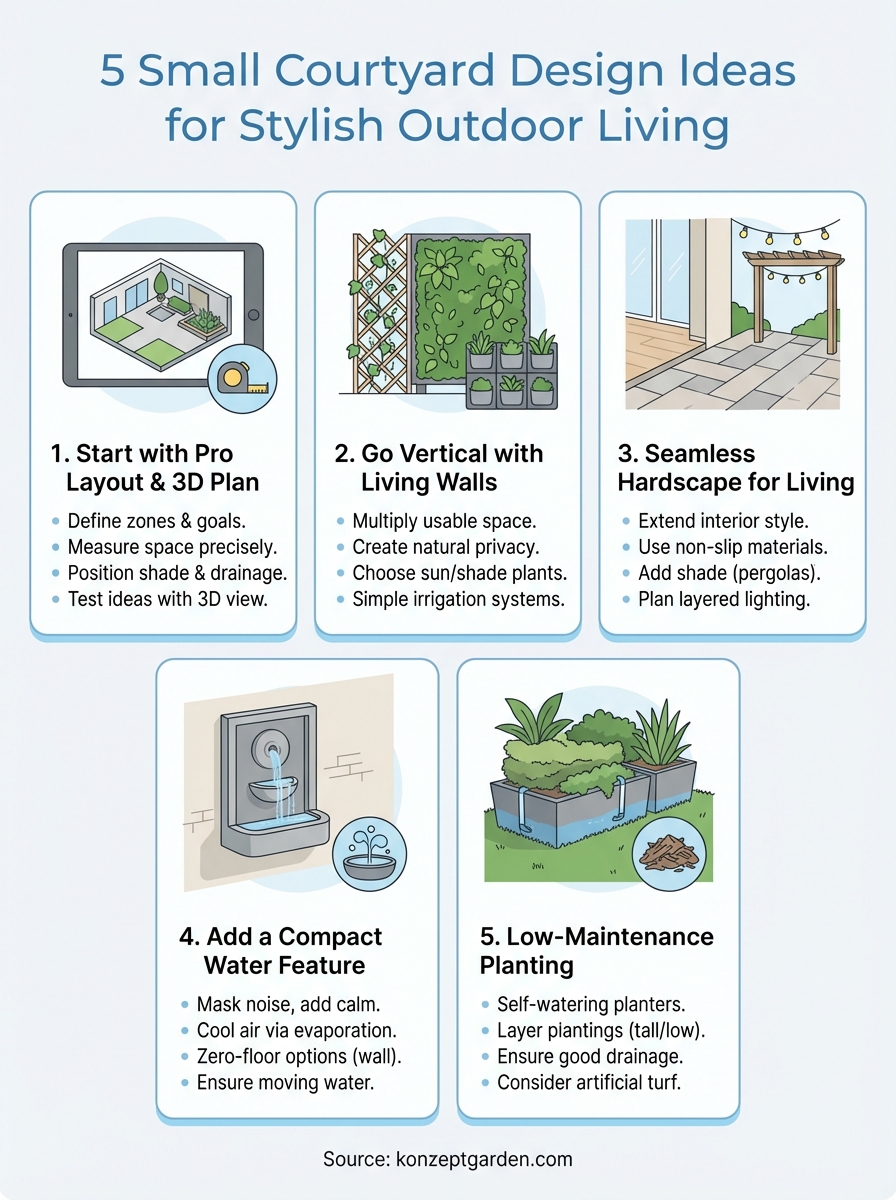 small courtyard design ideas infographic
