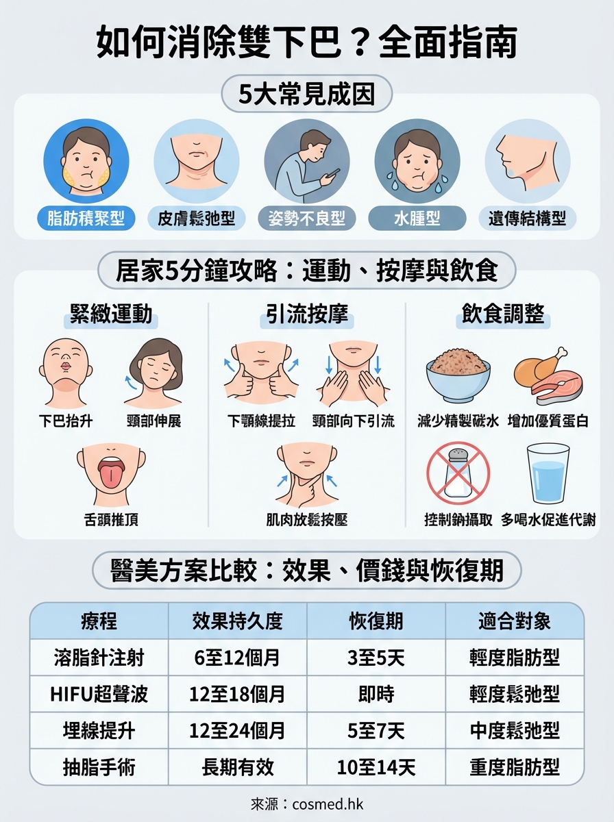 如何消除雙下巴 infographic