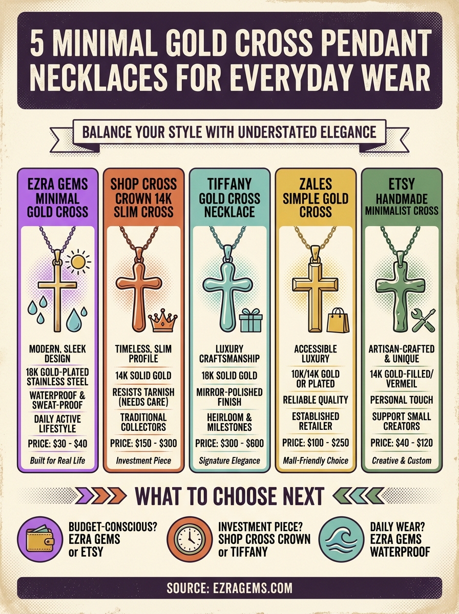 minimale gouden kruishanger infographic