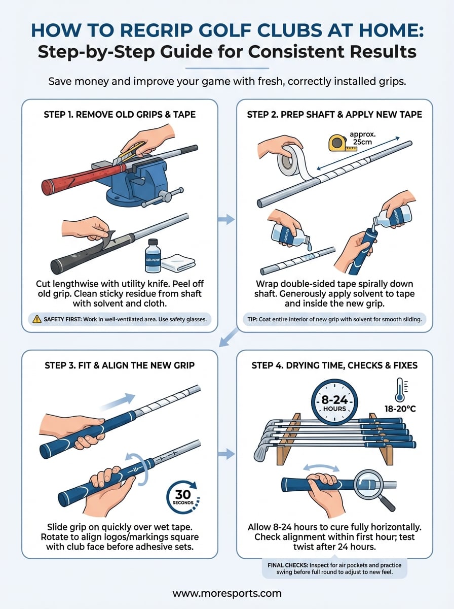 how to regrip golf clubs infographic