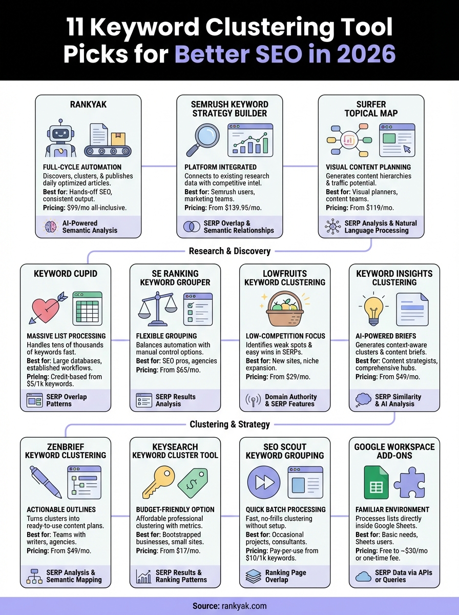 keyword clustering tool infographic