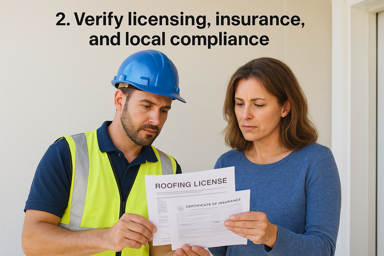 2. Verify licensing, insurance, and local compliance