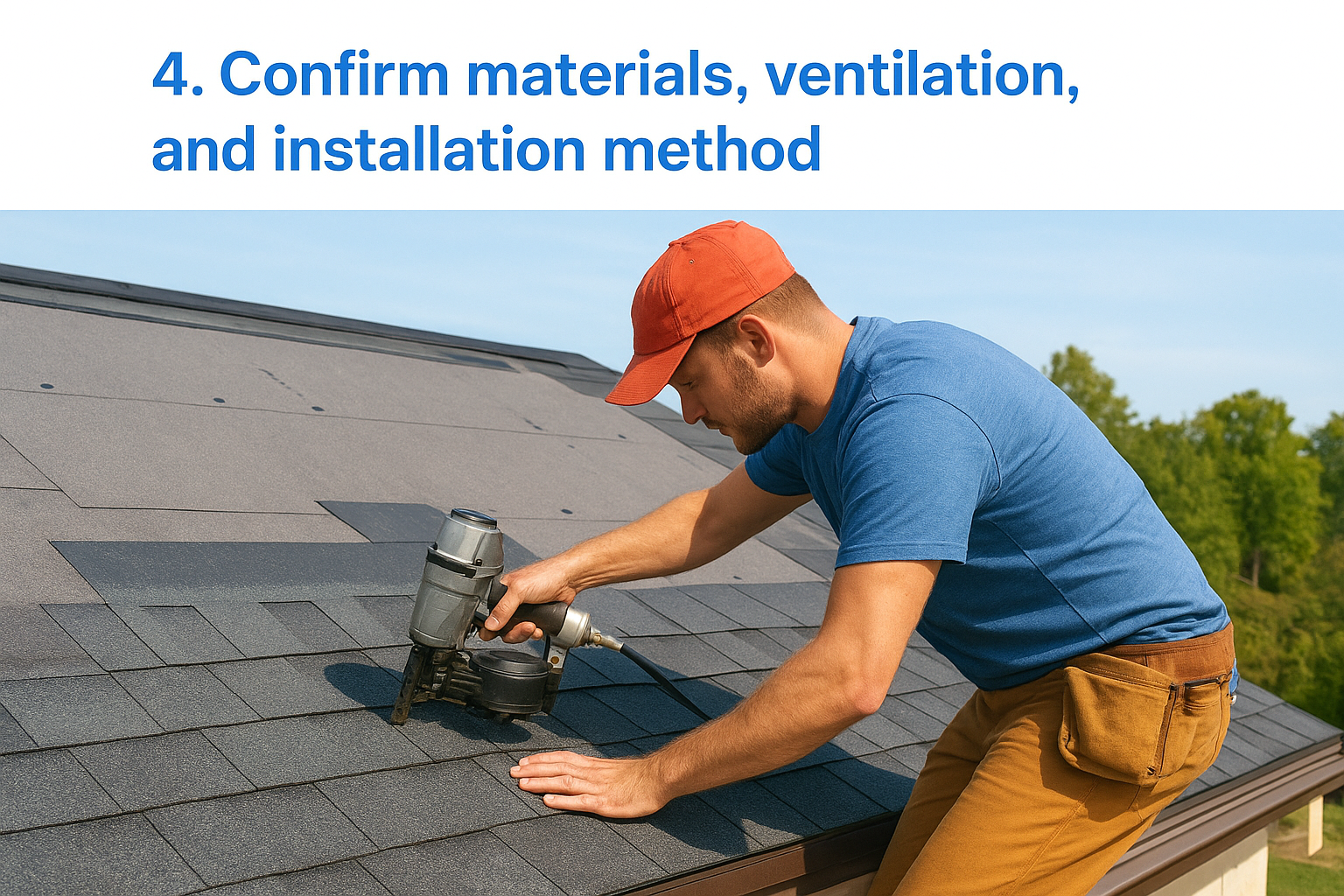 4. Confirm materials, ventilation, and installation method