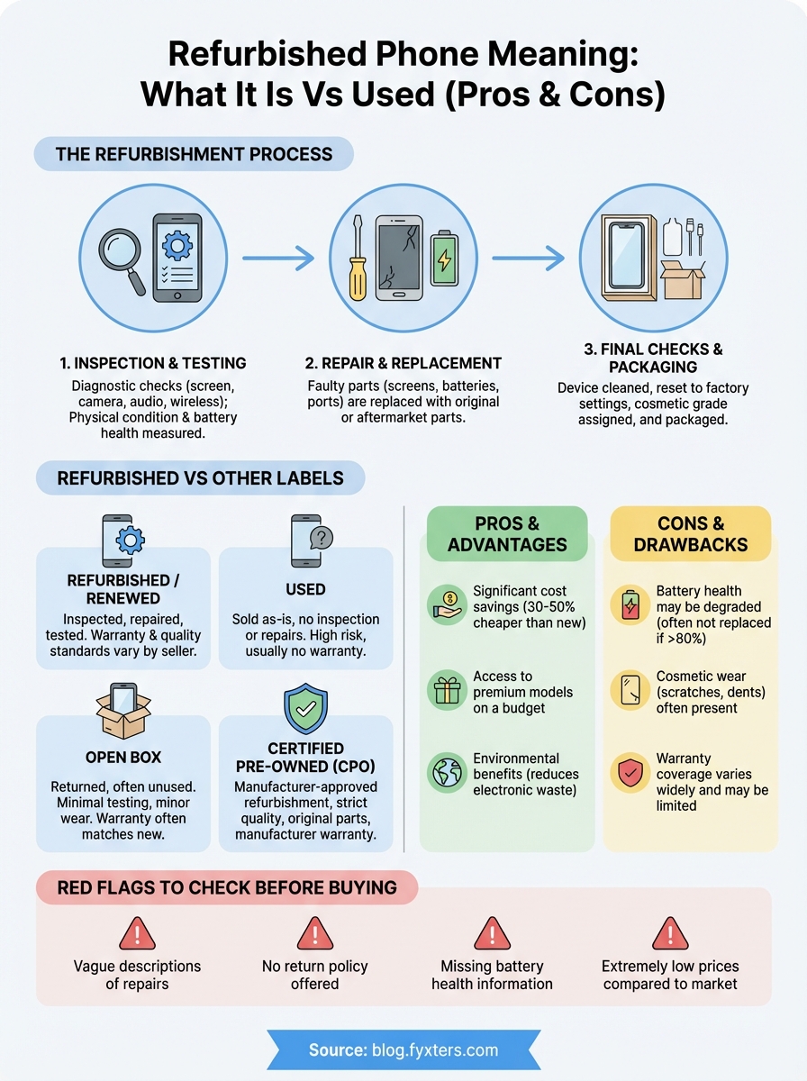 refurbished phone meaning infographic