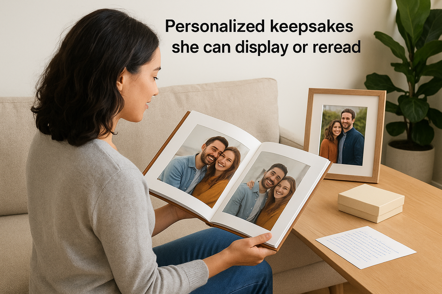 Personalized keepsakes she can display or reread