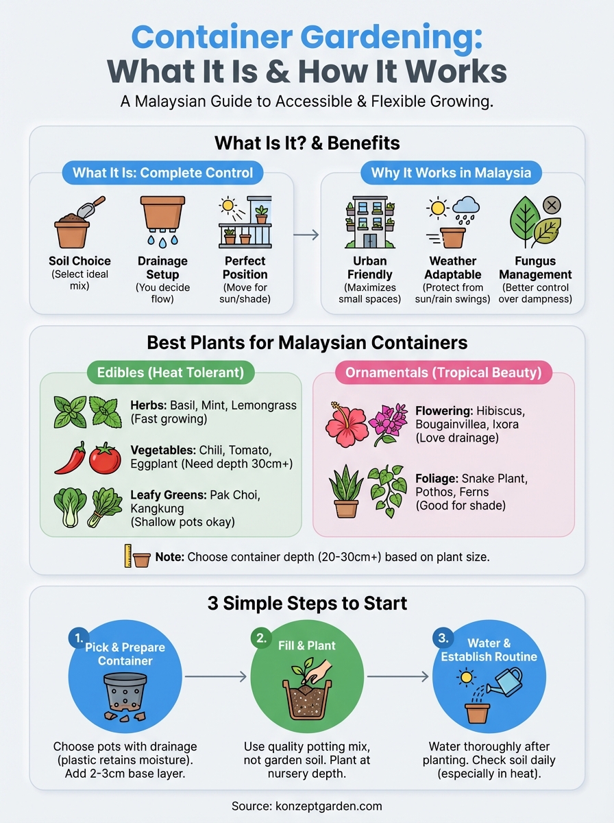 what is container gardening infographic