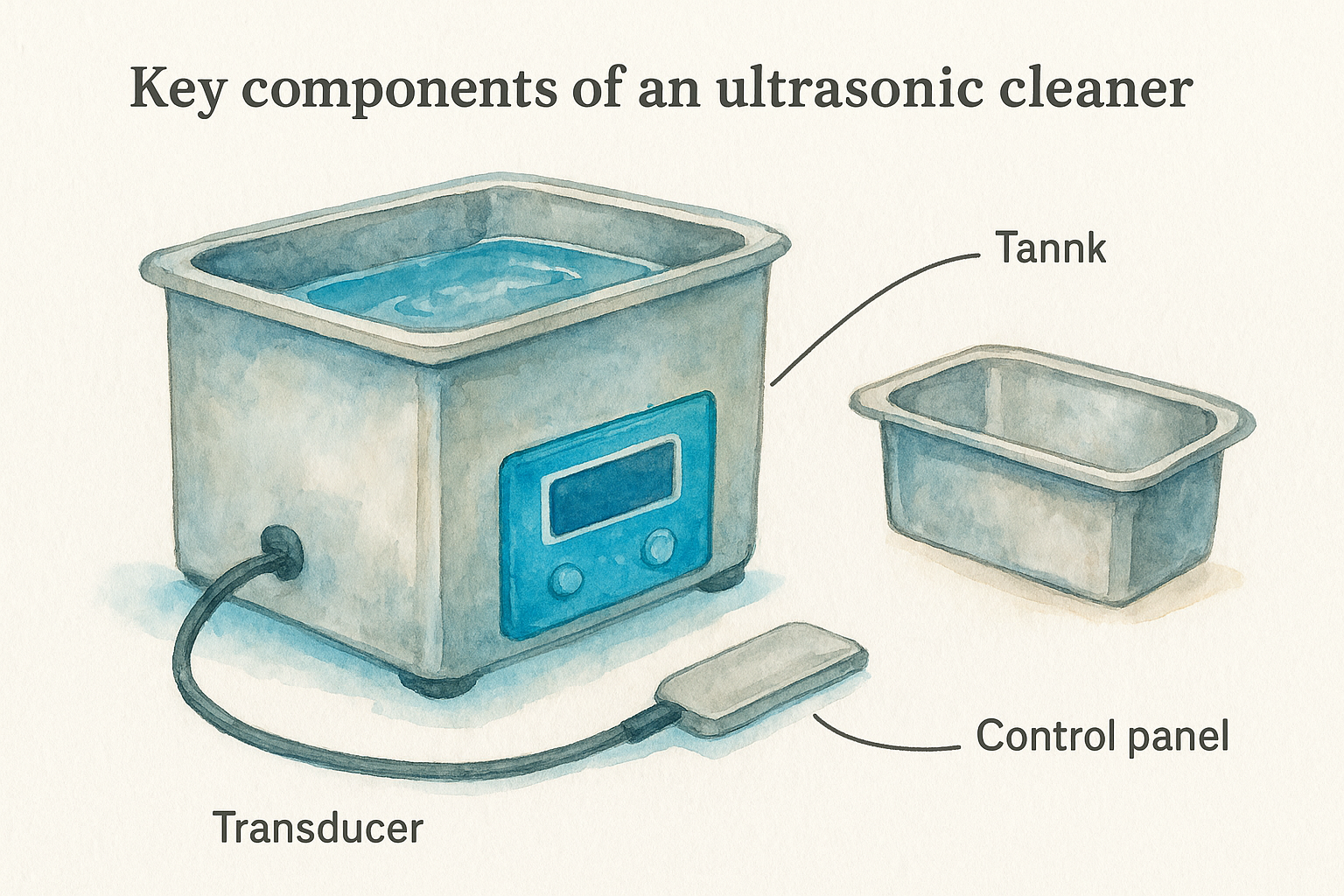 Key components of an ultrasonic cleaner