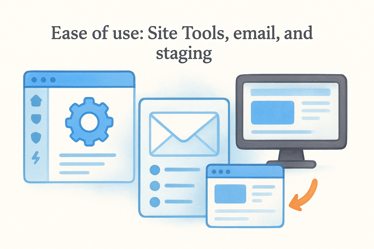 Ease of use: Site Tools, email, and staging