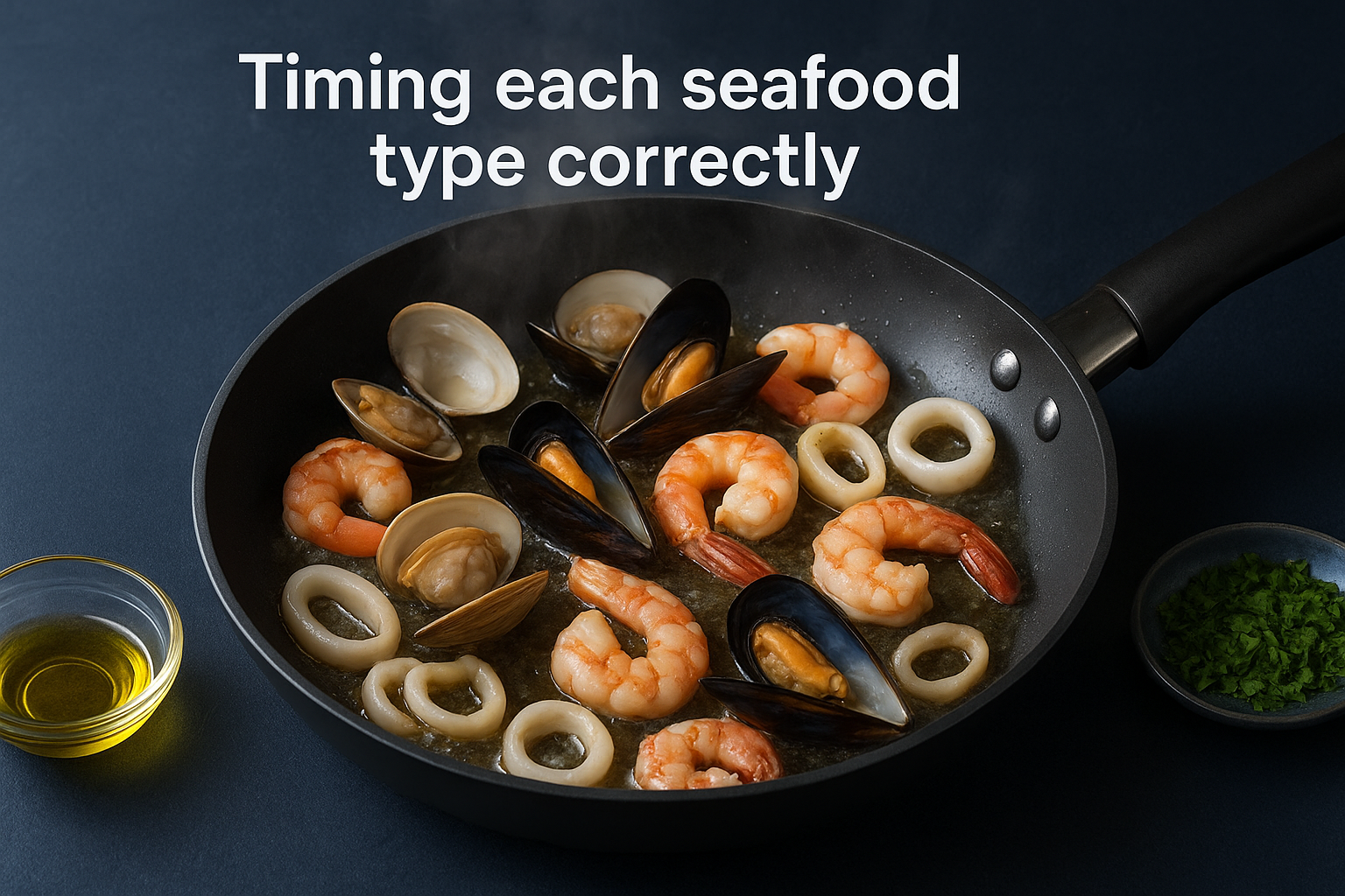 Timing each seafood type correctly
